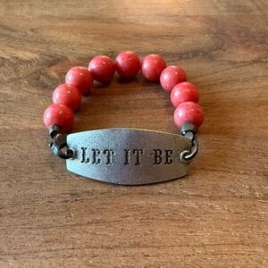 💥2/$20 Red Beaded Bracelet with 'Let It Be' Plate
